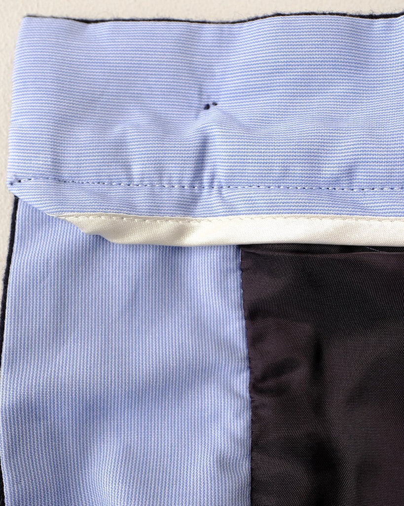 ベルト裏、見返し裏(シャツ生地ストライプ)