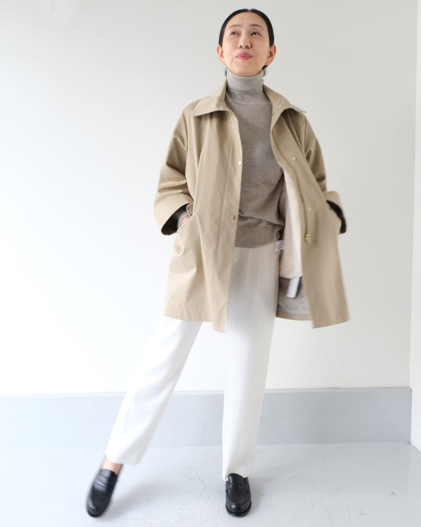 ベージュ *ニット/カシミアシルクタートル、ボトムス/シガーパンツ(オフ白)