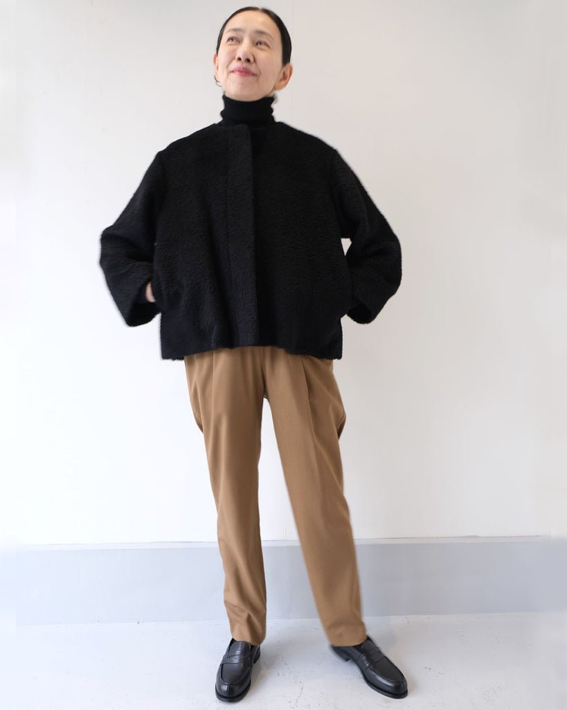 黒アルパカシャギー *パンツ/スティックパンツ(キャメル)