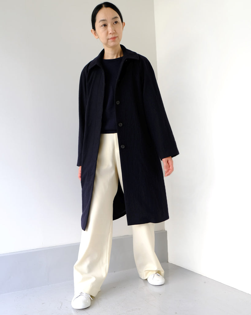 ネイビー(ウール縮絨) *ボトムス/Martheウールパンツ(オフホワイト)