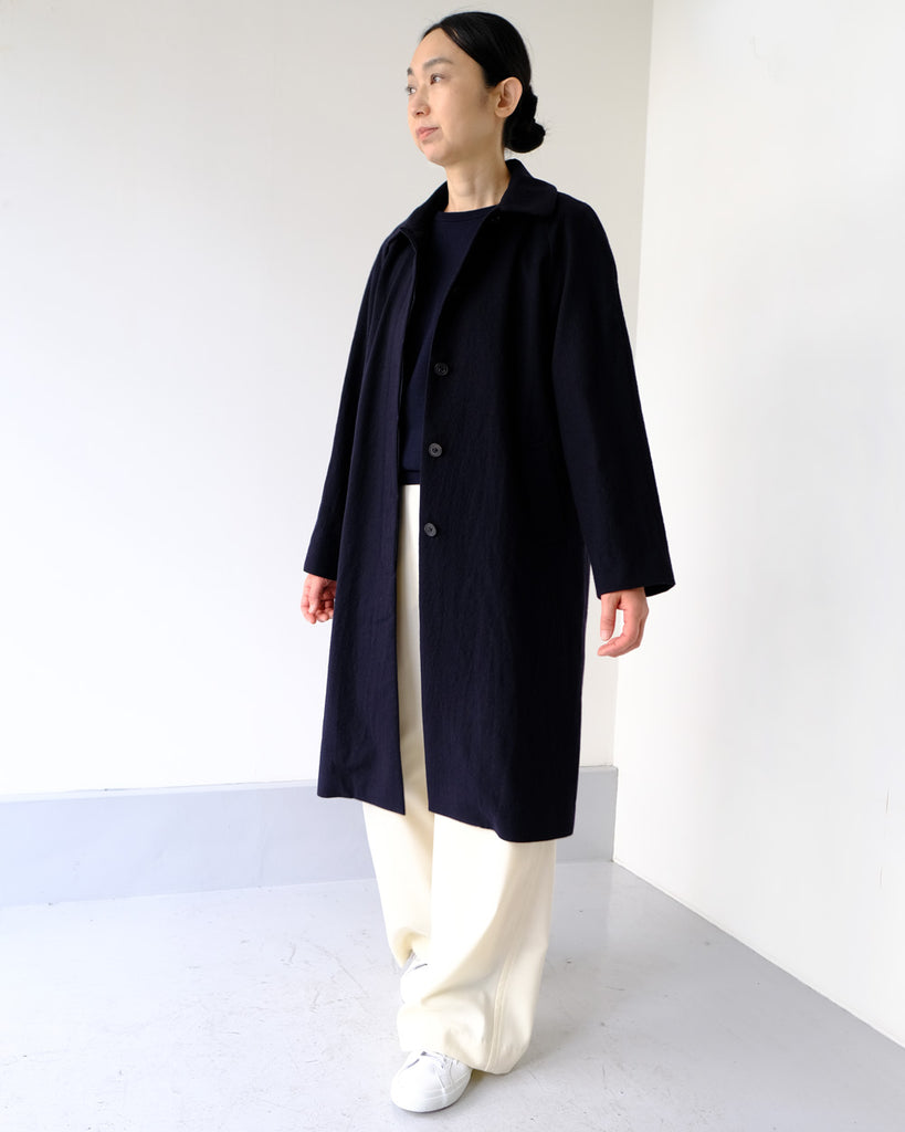 ネイビー(ウール縮絨) *ボトムス/Martheウールパンツ(オフホワイト)