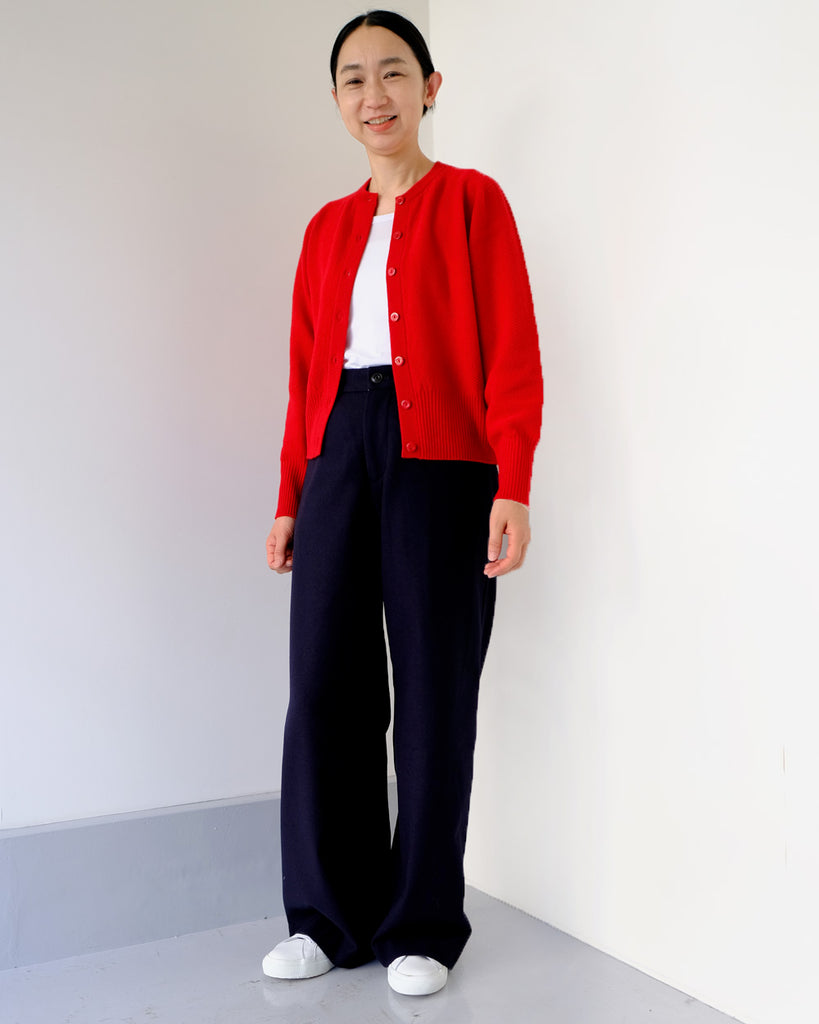 赤 *ボトムス/Martheウールパンツ(ネイビー )