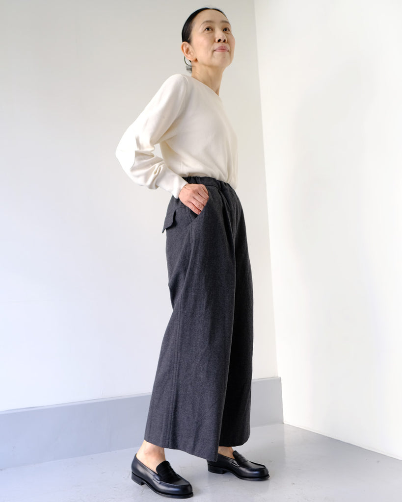 グレイ *トップス/コットンパッチニット(オフ白)