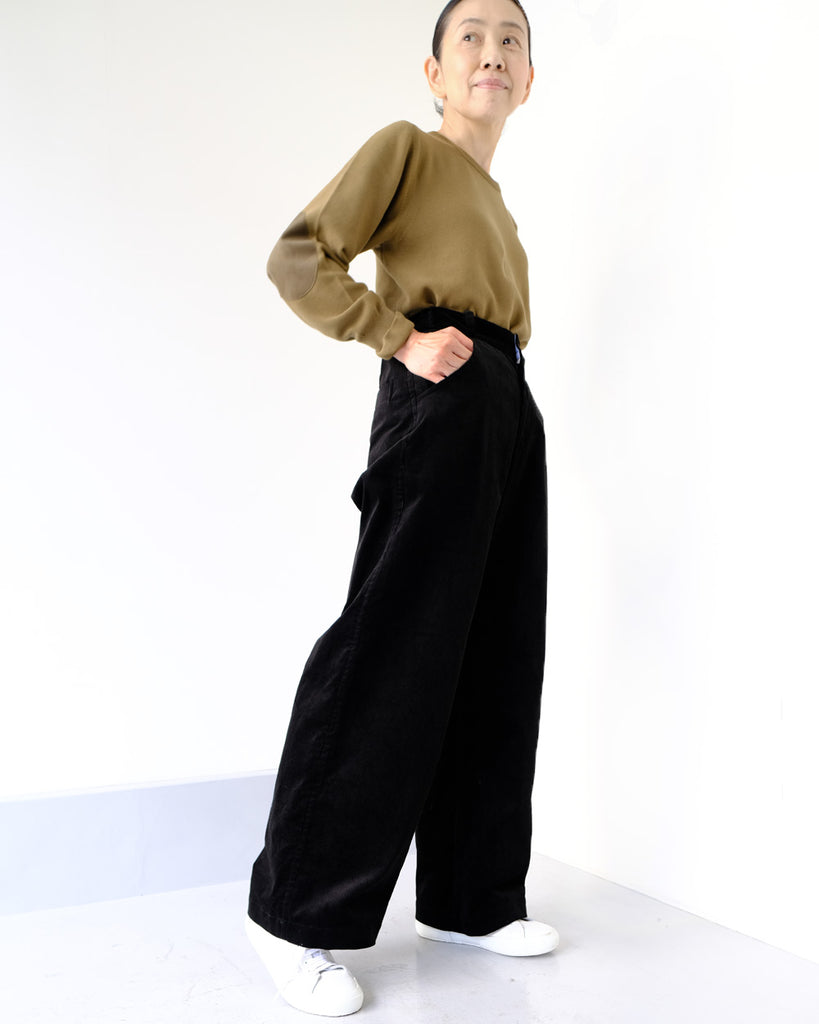 ブラック *トップス/コットンパッチニット(カーキ)