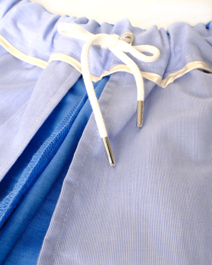 Blue(コットンリネン)ウエスト裏/スピンドル紐など