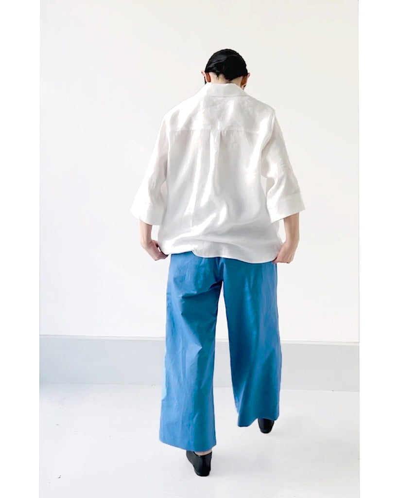 ホワイト(リネン)*ボトムス/チューブイージーパンツ(ブルー)