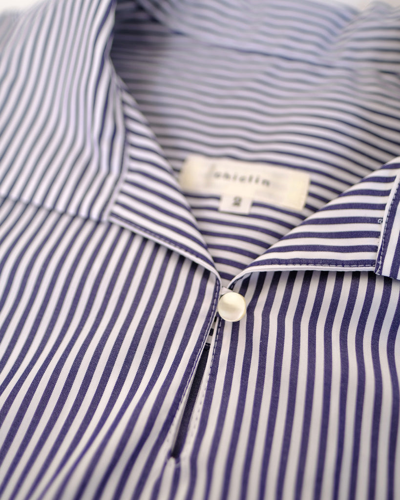 ストライプ(ネイビー×白)*前ボタン部分