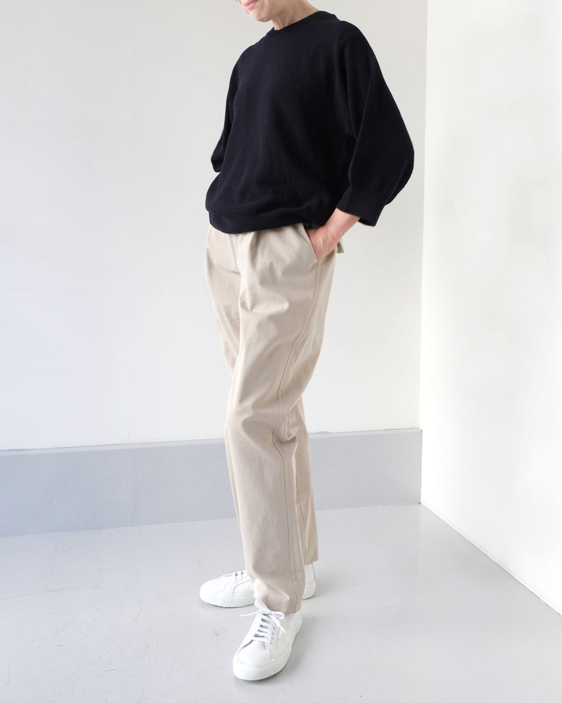 Beige/ Tops(鹿の子8分袖ニット、黒)