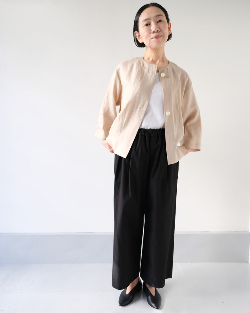 Beige(リネン) *ボトムス/ワイドイージーパンツ(黒)