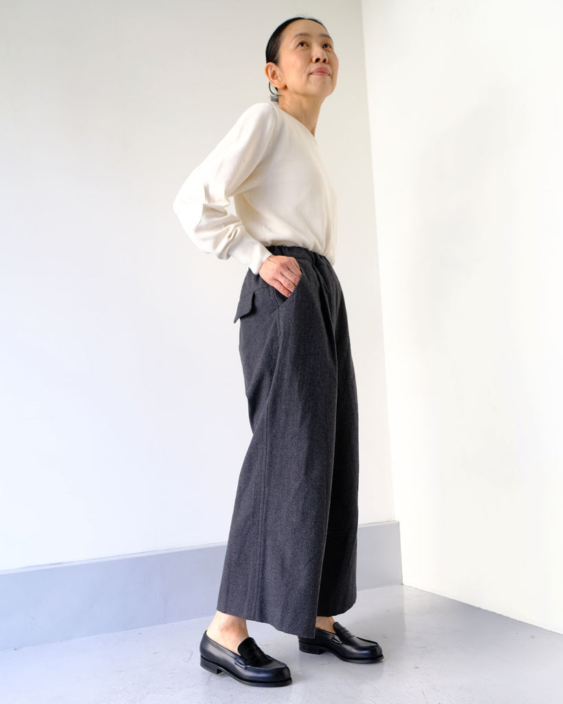 オフホワイト *ボトムス/チューブワイドパンツ(グレイ)