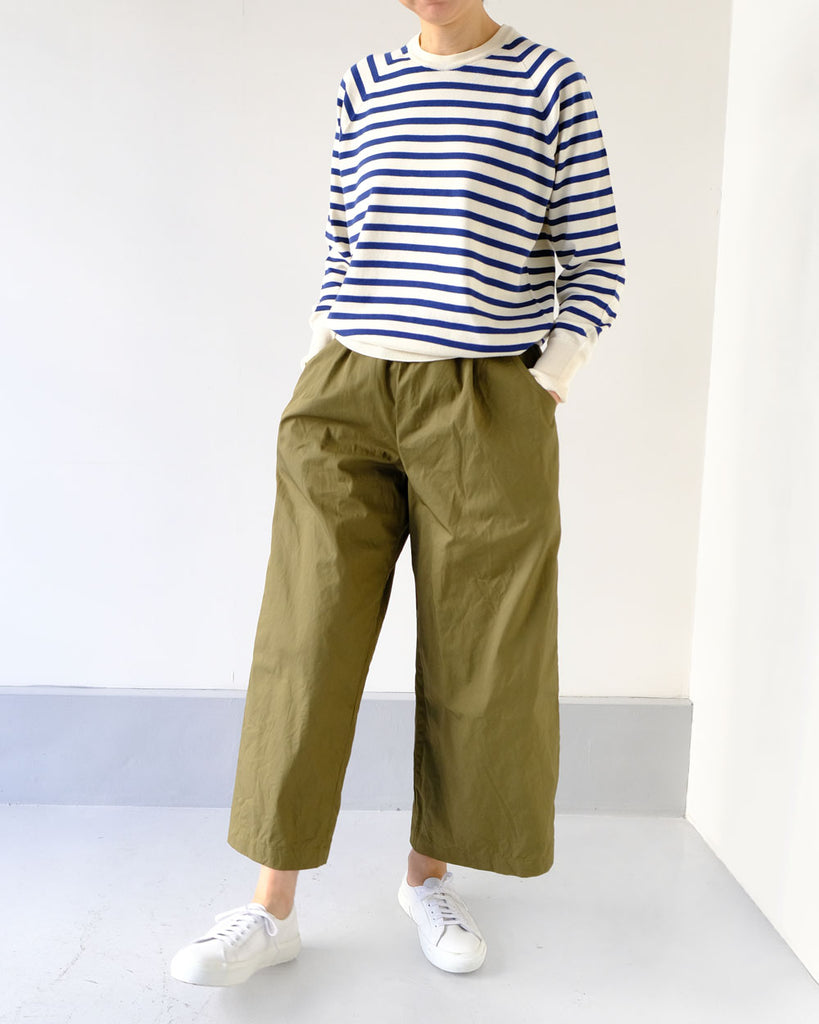 オフ×ネイビーボーダー/ボトムス:新チューブパンツ(カーキ)