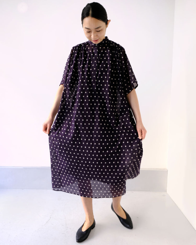 ネイビードット(コットンシフォンプリント)