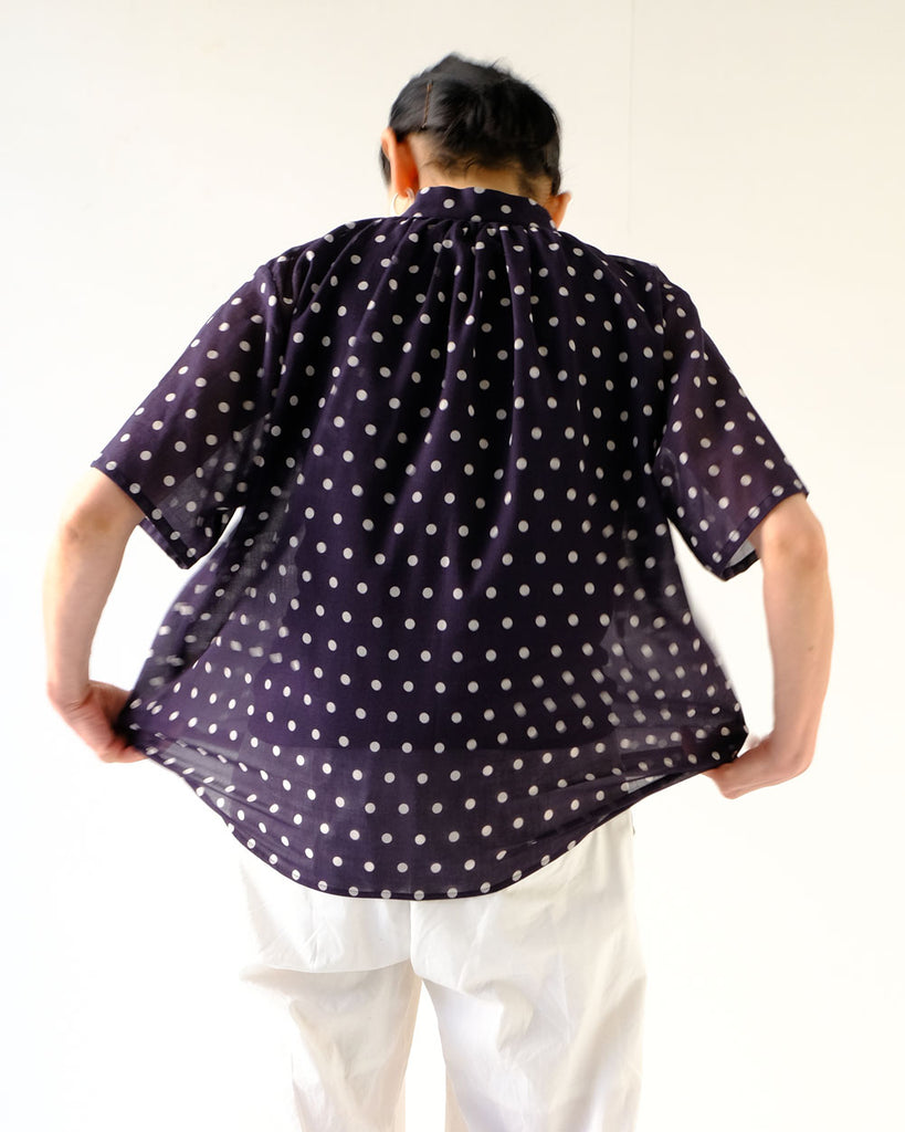 ネイビードットプリント(コットン) *ボトムス/NEWチューブパンツ(ホワイト)
