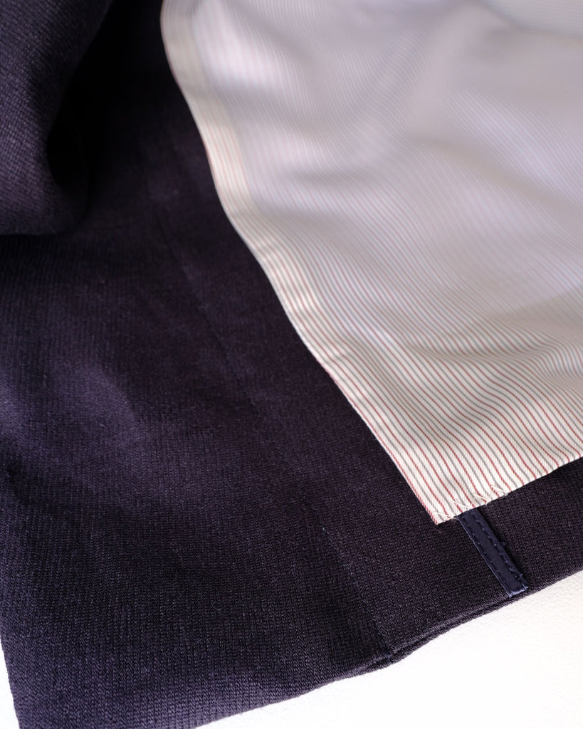 ネイビー(リネンカルゼ)*裏地ストライプ