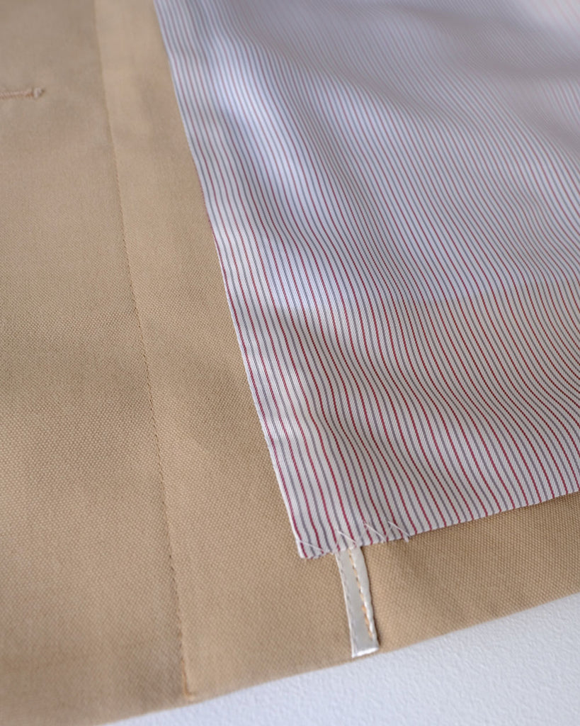 ベージュ(コットン)*裏地ストライプ