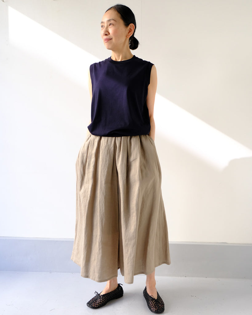 Navy *ボトムス/タックギャザーキュロット(カーキ)