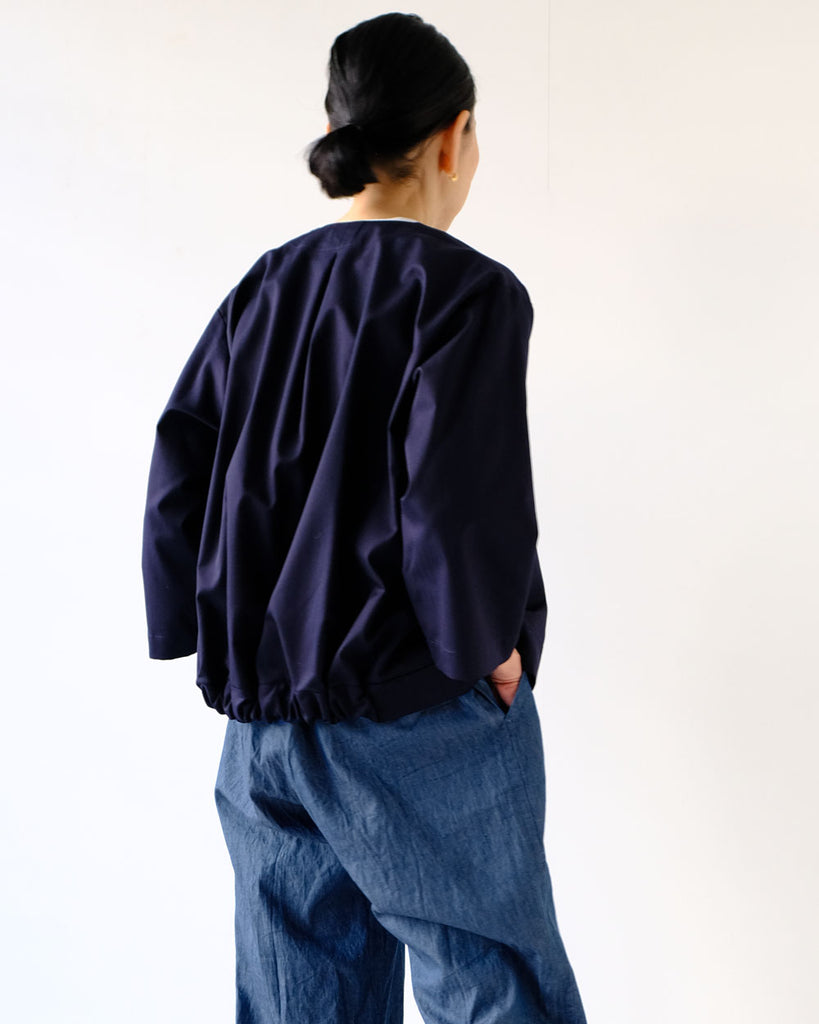 Navy(コットンウールシルクヘリンボーン) *イージーベイカーパンツ(インディゴ)