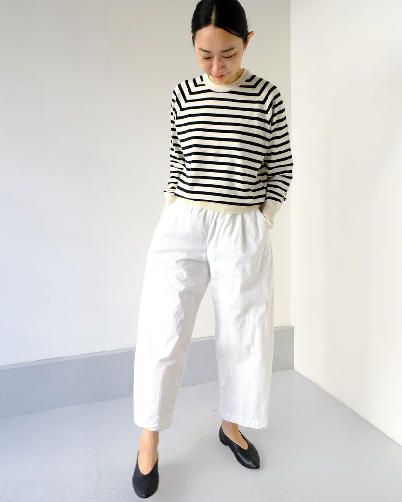 オフ×ブラックボーダー/ボトムス:新チューブパンツ(白)