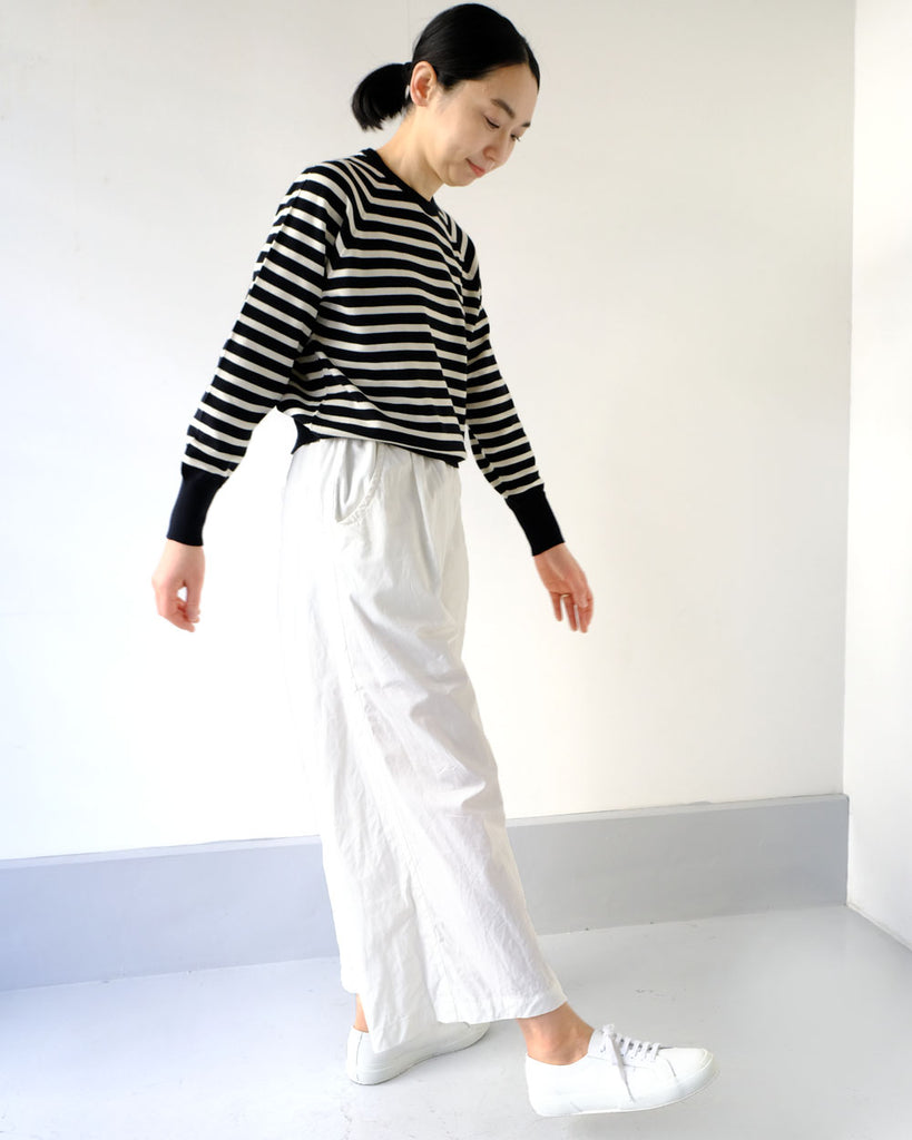 ブラック×オフボーダー/ボトムス:新チューブパンツ(白)