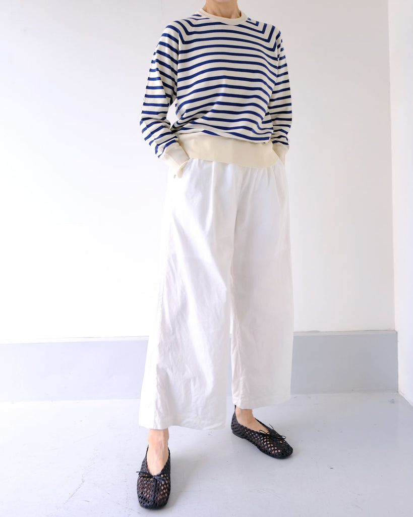 オフ×ネイビーボーダー/ボトムス:新チューブパンツ(白)