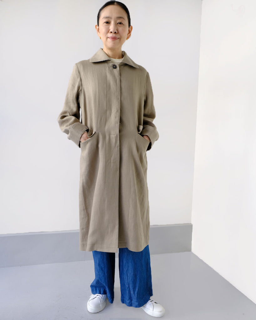 カーキ（リネンツイル）*ボトムス／イージーベイカーパンツ（インディゴ）