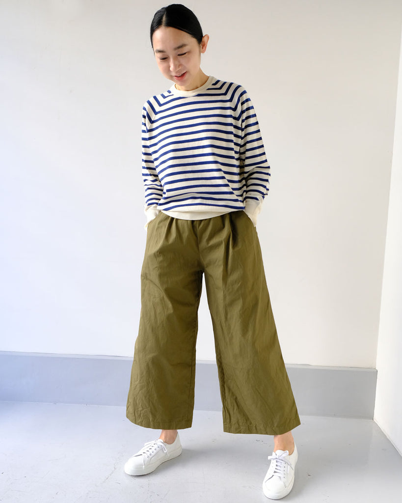 Khaki（コットン）　*トップス／コットンラグランニット（オフ×ネイビー ）