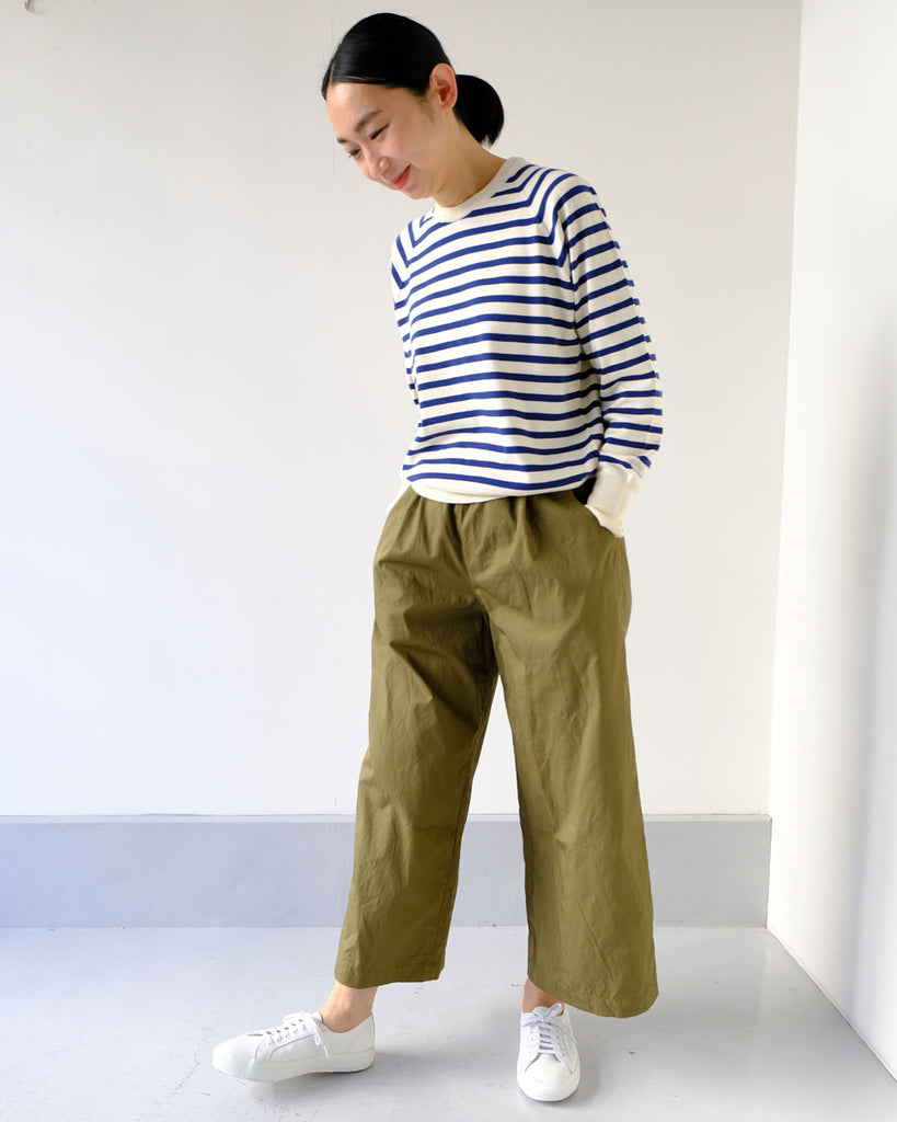 Khaki（コットン）　*トップス／コットンラグランニット（オフ×ネイビー ）